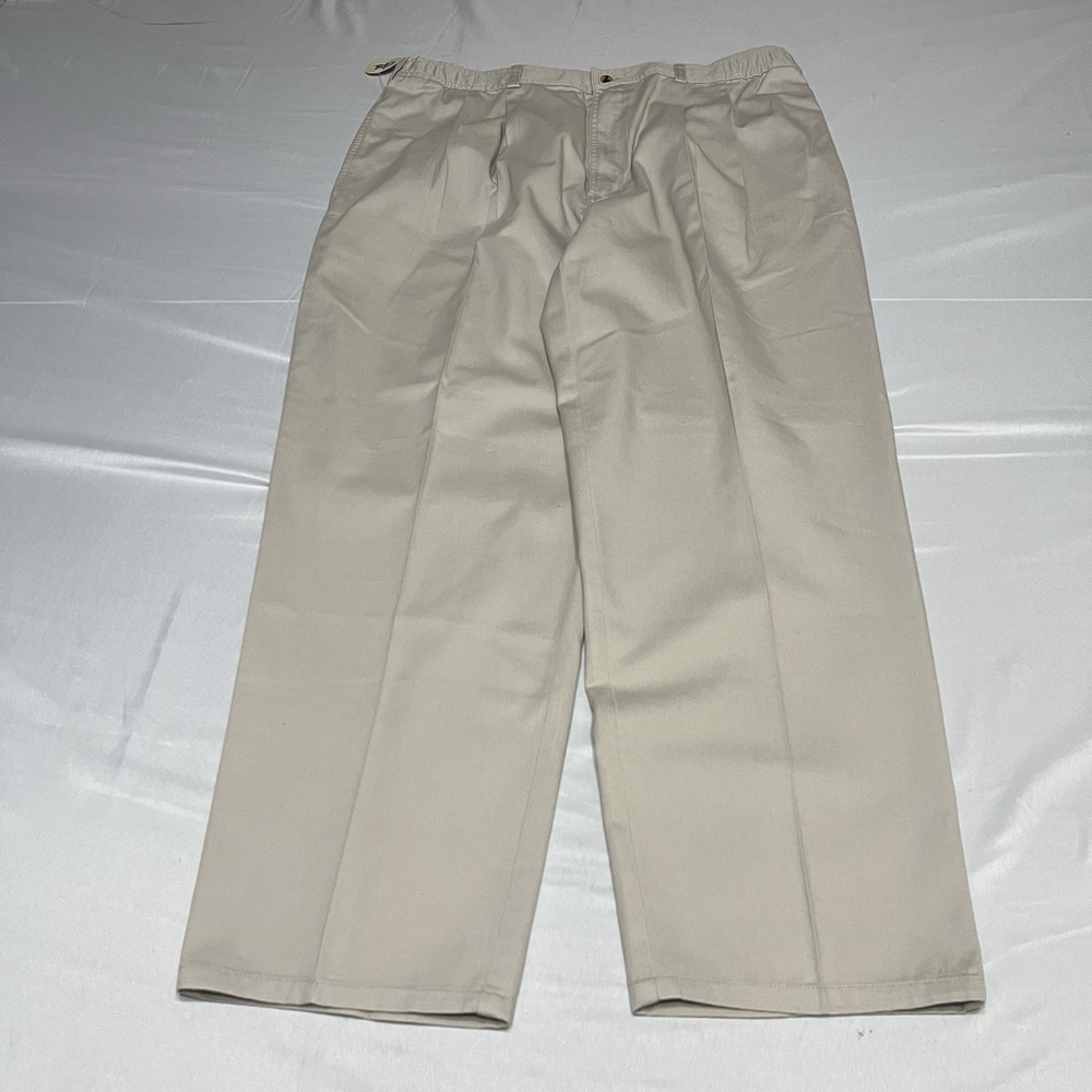 Vintage Bugle Boy Khaki Pants Men's 38x30 Beige Double Pleat Elastic Waist NWT